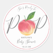 Für Pop bereit Wasserfarben Peach Babydusche Runder Aufkleber (Vorderseite)