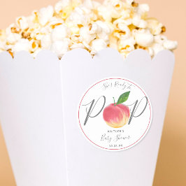 Für Pop bereit Wasserfarben Peach Babydusche Runder Aufkleber