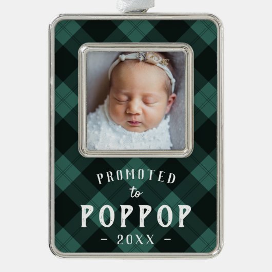 Für Poppop beworben | Foto Grandpa Rahmen-Ornament Silber (Vorderseite)