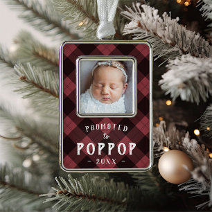 Für Poppop beworben Foto Grandpa Rahmen-Ornament Silber