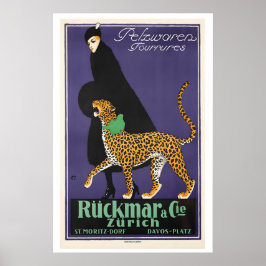 Fur Products Fourrures Zurich Switzerland Vintage Poster