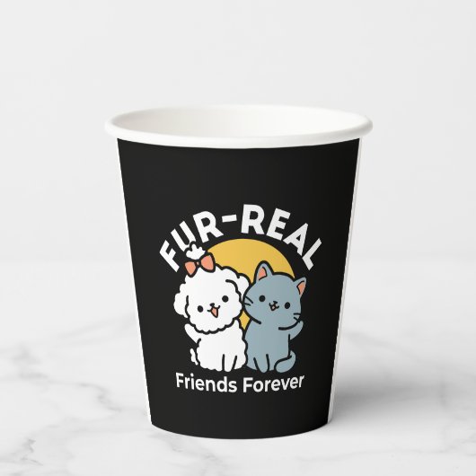 Fur-Real Friends Forever | Niedliches Katzen- und Pappbecher (Rückseite)