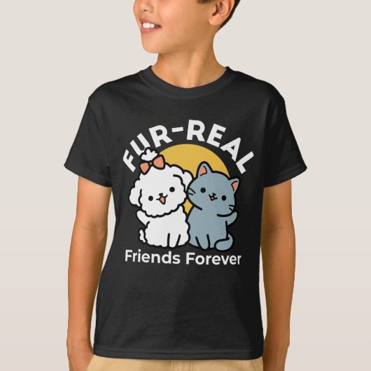 Fur-Real Friends Forever | Niedliches Katzen- und T-Shirt (Vorderseite)