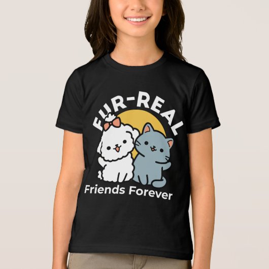 Fur-Real Friends Forever | Niedliches Katzen- und Tri-Blend Shirt (Vorderseite)