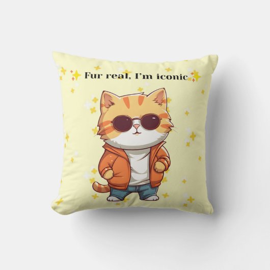 Fur Real, I’m Iconic | Funny Cat Decorative Pillow Kissen (Vorderseite)