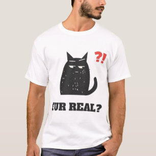 Fur Real Side Eye Schwarze Katze T-Shirt