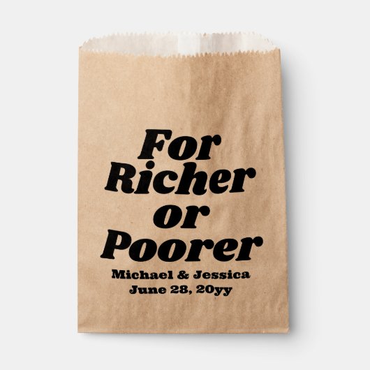 Für Richer oder Poorer Wedding Lottery Gast Gesche Geschenktütchen (Vorderseite)