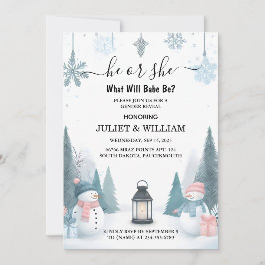 Für Rustikale Schneekalte Eis Cosy Winter Gender R Einladung (Vorderseite)