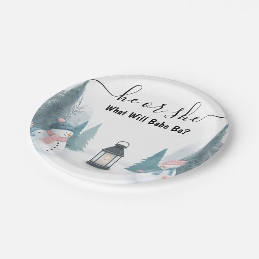 Für Rustikale Schneekalte Eis Cosy Winter Gender R Pappteller (Schrägansicht)