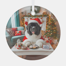 Für Santa Newfie Cookie Taster Ornament Aus Glas