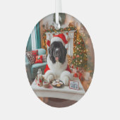 Für Santa Newfie Cookie Taster Ornament Aus Glas (Vorderseite links)