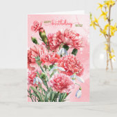 für Schwester Birthday Pink Nelken mit Schneefall Karte (Gelbe Blume)