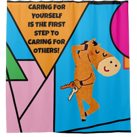 FÜR SICH SELBST gekümmert IST DER ERSTE SCHRITT! Duschvorhang (Vorderseite)