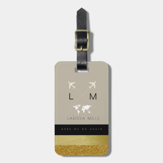 Für sie eine schicke Gepäckmarke mit Monogramm Gepäckanhänger (Vorderseite vertikal)