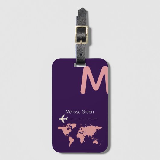 für sie eine schöne monogramm / lila reise gepäckanhänger (Vorderseite Vertikal)