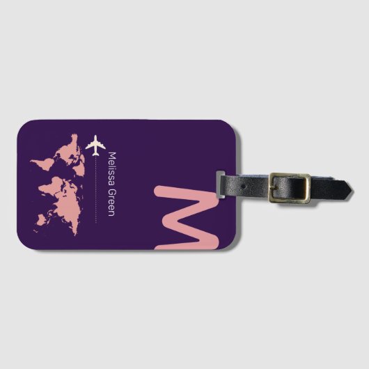 für sie eine schöne monogramm / lila reise gepäckanhänger (Vorderseite (Horizontal))
