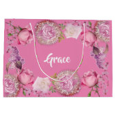 Für sie mein Valentiner Romantischer Rosa Lilac Große Geschenktüte (Rückseite)