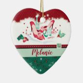 Für sie rote Schuhe u. Parfüm-Weihnachtsherzform Keramik Ornament (Rechts)