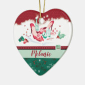 Für sie rote Schuhe u. Parfüm-Weihnachtsherzform Keramik Ornament (Links)