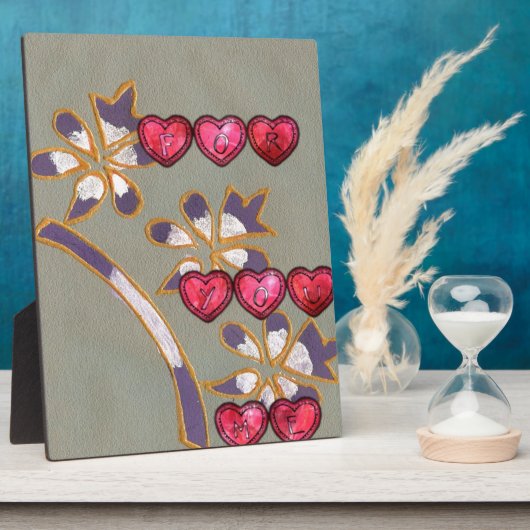 Für Sie von mir: Schönes Blumenherzendesign Fotoplatte (Seite)