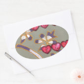 Für Sie von mir: Schönes Blumenherzendesign Ovaler Aufkleber (Umschlag)