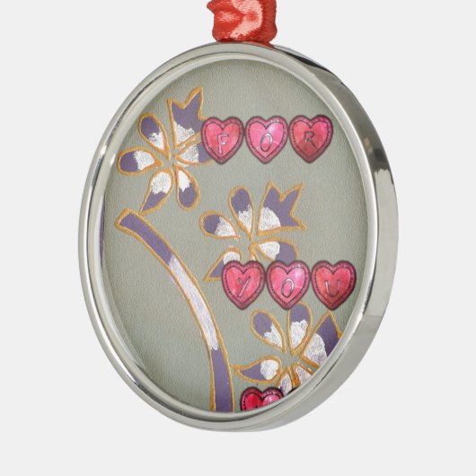 Für Sie von mir: Schönes Blumenherzendesign Silbernes Ornament (Links)