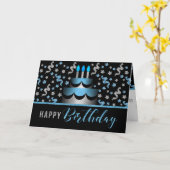 für Sim Birthday Cake Blue und Silver Imitats Glit Karte (Gelbe Blume)