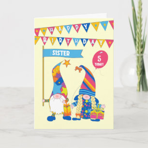 Für Sister Custom Age Birthday Fun Gnomcard Karte