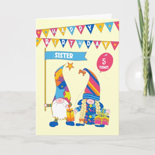 Für Sister Custom Age Birthday Fun Gnomcard Karte (Vorderseite)
