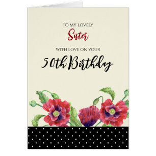 Für Sister on Birthday Watercolor Red Poppies