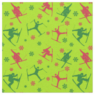 Für Skifahrer Ski Tricks Muster Lime Green Weihna Stoff