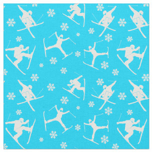 Für Skifahrer Skitouren und Schneeflocken Graphic Stoff