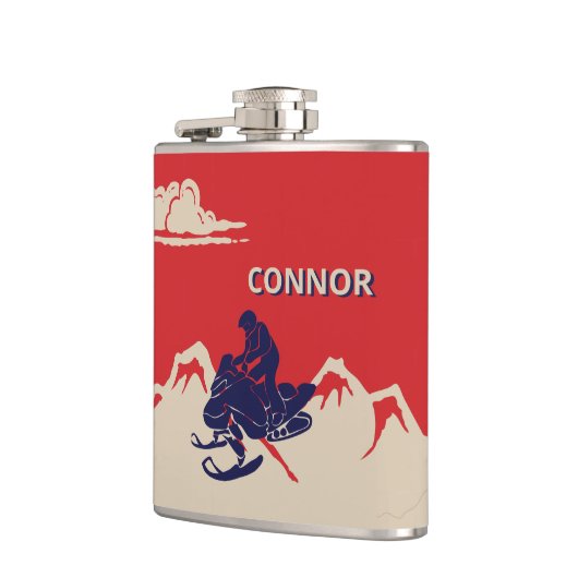 Für Snowmobiler Grafik Personalisiert Flachmann (Links)