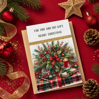 Für Sohn und Ehefrau Frohe Weihnachtsgrüße Karte