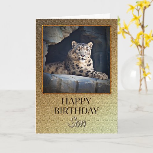 Für Son Birthday mit Schneeleopard Karte (Gelbe Blume)