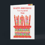 Für Son Custom Age Geburtstagskarte Karte<br><div class="desc">Sie können das Alter zu dieser farbenfrohen Geburtstagskarte für Ihren Sohn hinzufügen, mit einem Erdbeergeburtstorte. Der Kuchen hat viele Kerzen mit verschiedenen Mustern und es gibt eine gemusterte Band um den Kuchen mit bunten Sommerfrüchten - Erdbeeren, Himbeeren, Limetten und Orangenscheiben. Über dem Kuchen heißt der Gruß in roter Schrift "GLÜCKLICHER...</div>