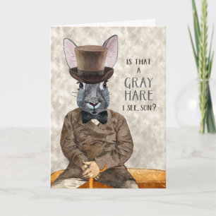 für Son Funny zum Geburtstag Hipster Rabbit Gray H Karte