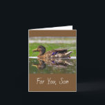 Für Son Mallard Duck Nature zum Geburtstag Karte<br><div class="desc">Schöne Karte für einen besonderen Sohn mit einer Stockente,  die den Fluss genießt. Schön für den Typ,  der die Natur und die Natur im Freien Lieben. Personalisieren Sie die Nachricht und erstellen Sie Ihren eigenen sinnvollen Gruß. Foto ©Christine Greenspan</div>