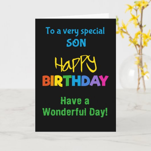 Für Son-Rainbow-Farben auf der Black Birthday Card Karte (Gelbe Blume)