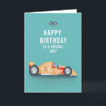 Für Son Sporty Racing Car Geburtstagskarte Karte<br><div class="desc">Moderner sportlicher Rennwagen F1 Sohn Geburtstagskarte. Exklusives Design für die Marke Green Elephant Cards.</div>