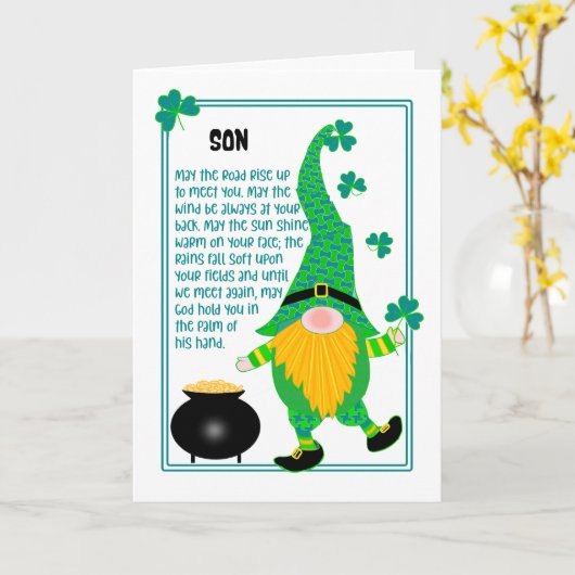 Für Son St Patrick's Leprechaun Celtic Card Karte (Gelbe Blume)