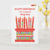 Für Step Son Custom Age Birthday Cake Card Karte (Gelbe Blume)