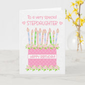 Für Steptochter Birthday Cake Hearts Rose Card Karte (Gelbe Blume)