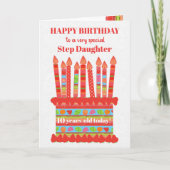 Für Steptochter Custom Age Birthday Cake Card Karte (Vorderseite)