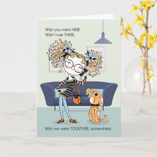 für Tee oder Tween Vermisstes Sie Niedliches Mädch Karte (Gelbe Blume)