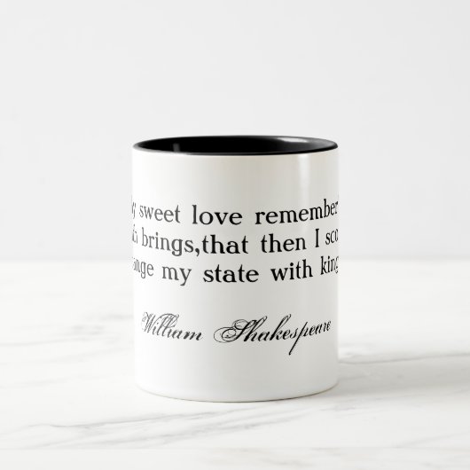 Für thy süßes Liebe remember'd… Shakespeare Zweifarbige Tasse (Mittel)