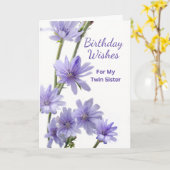 Für Twin Sister Birthday Violet Chicorée Blume Karte (Gelbe Blume)