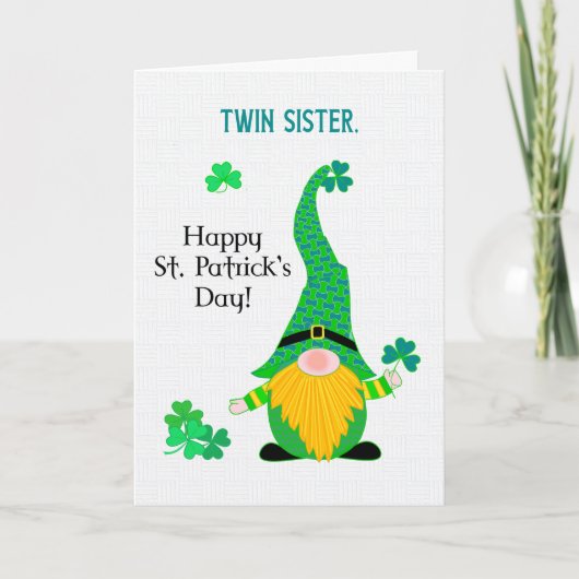 Für Twin Sister St Patrick's Fun Leprechaun Card Karte (Vorderseite)