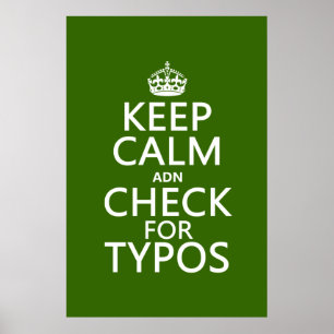 Für Typos (in beliebiger Farbe) Calm 'and' Karo be Poster