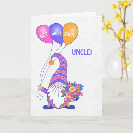 Für Uncle Get Well Gnome Balloons Blume Card Karte (Gelbe Blume)